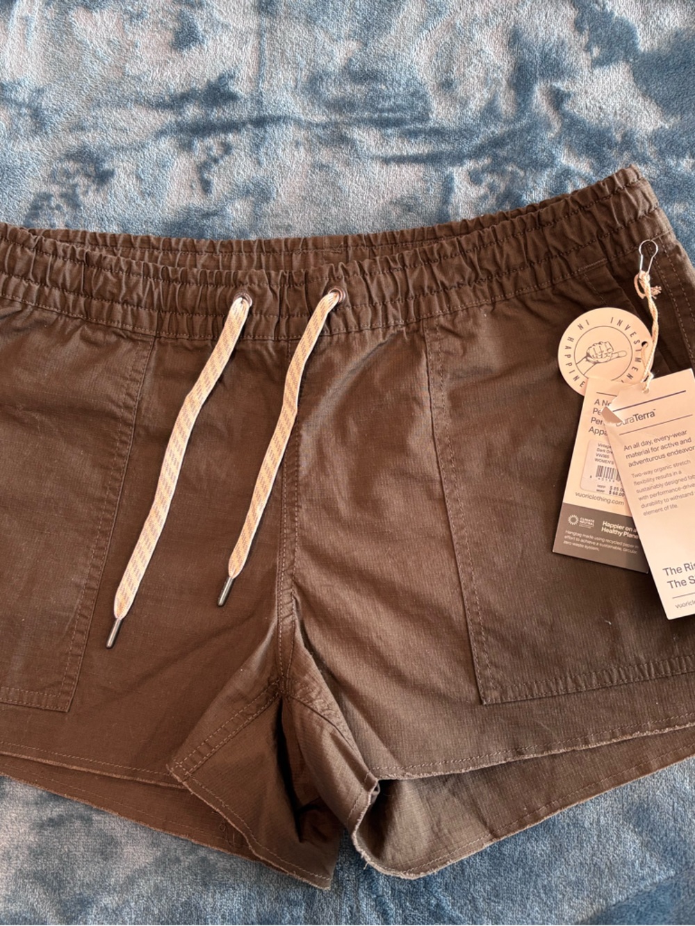 Vuori Olive Green Drawstring Waist Shorts Ripstop